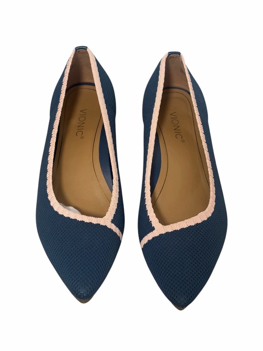 Vionic Dahlia Pointed Toe Woven Blue & Pink Ballet Flats - New - 6.5